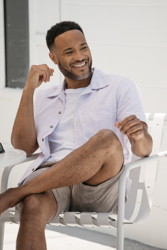 Kato The Wrench SS WGauze Organic Button Up Lavender SS24-Men&#39;s Shirts-Brooklyn-Vancouver-Yaletown-Canada