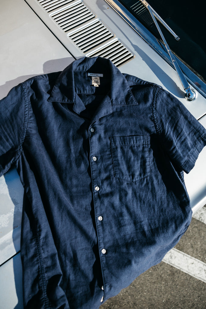 Kato The Wrench SS WGauze Organic Button Up Navy SS24-Men&#39;s Shirts-Brooklyn-Vancouver-Yaletown-Canada