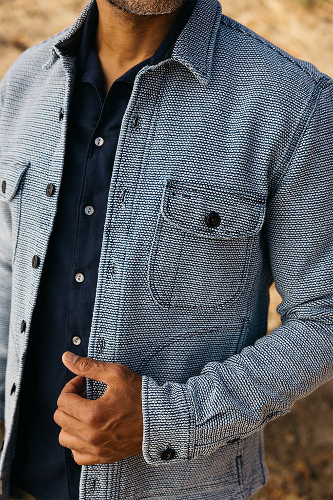 Kato The Anvil Shirt JK Birds Eye Sashiko Light Indigo-Men&#39;s Jackets-Brooklyn-Vancouver-Yaletown-Canada