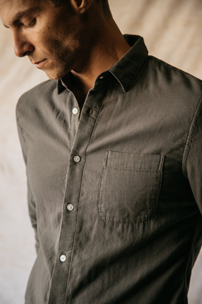 Kato Gauze Ripper Shirt Charcoal-Men&#39;s Shirts-Brooklyn-Vancouver-Yaletown-Canada