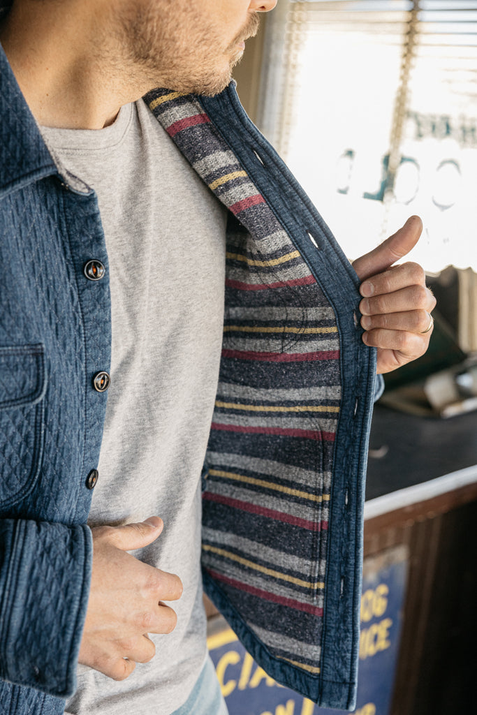 Kato The Anvil Shirt JK Quilt Denim LIght Indigo-Men&#39;s Jackets-Brooklyn-Vancouver-Yaletown-Canada