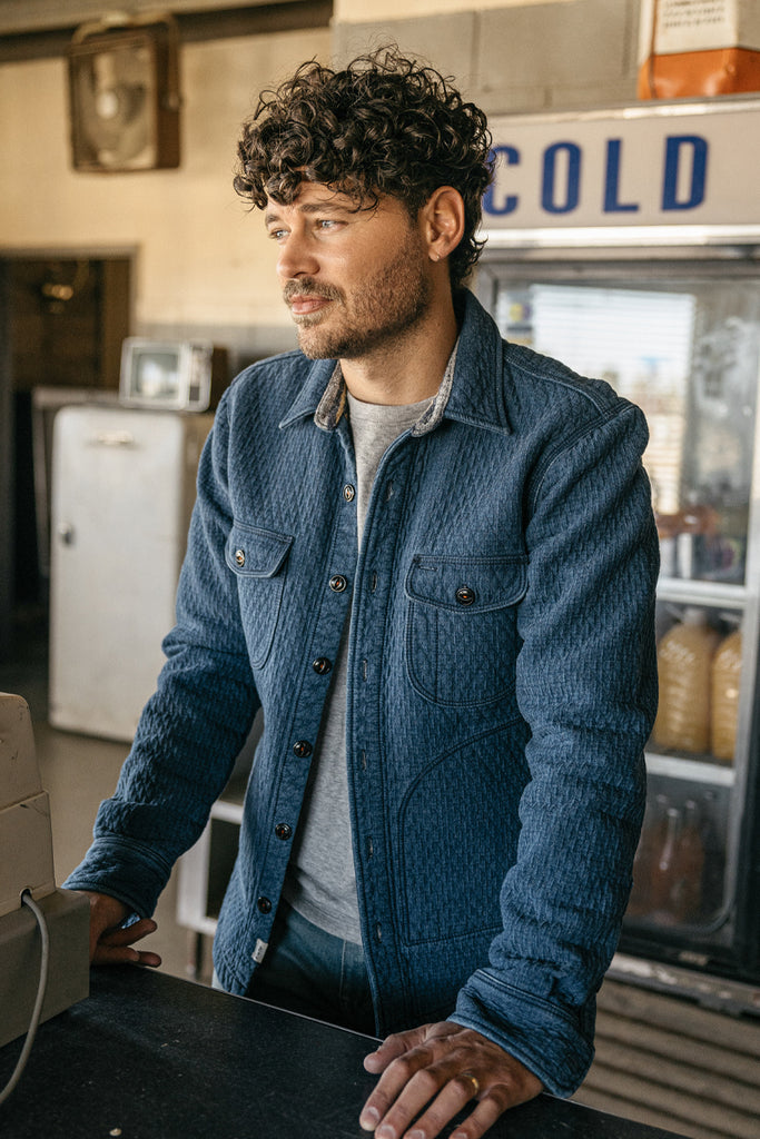 Kato The Anvil Shirt JK Quilt Denim LIght Indigo-Men's Jackets-Brooklyn-Vancouver-Yaletown-Canada