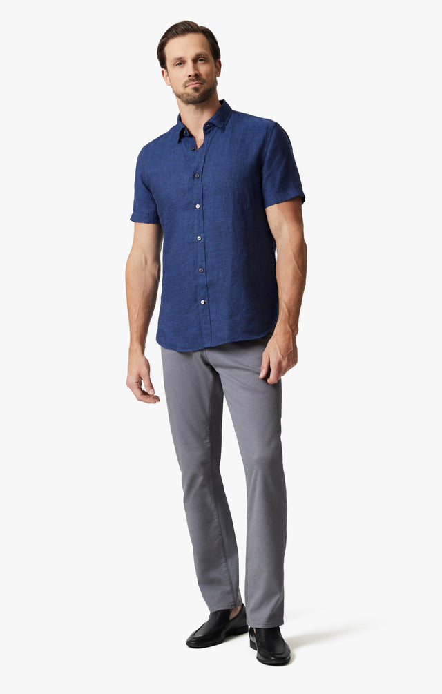 34 Heritage Linen Short Sleeve Shirt Indigo SS24-Men&#39;s Shirts-Brooklyn-Vancouver-Yaletown-Canada