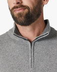 34 Heritage-Cashmere Quarter Zip Sweater-Grey Melange FW23-Men's Sweaters-Yaletown-Vancouver-Surrey-Canada