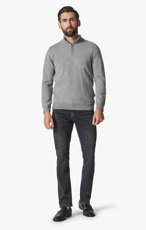 34 Heritage Sweater Cashmere Quarter Zip Grey Melange-Men&#39;s Sweaters-Brooklyn-Vancouver-Yaletown-Canada