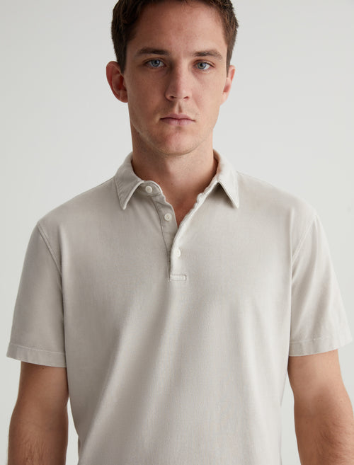 AG Bryce SS Polo Tee Oyster Shore SS24-Men&#39;s T-Shirts-Brooklyn-Vancouver-Yaletown-Canada