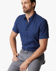 34 Heritage Linen Short Sleeve Shirt Indigo SS24-Men's Shirts-Brooklyn-Vancouver-Yaletown-Canada