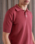 Far Afield Renard SS Waffle Polo Tee Baroque Rose SS24-Men's T-Shirts-Brooklyn-Vancouver-Yaletown-Canada