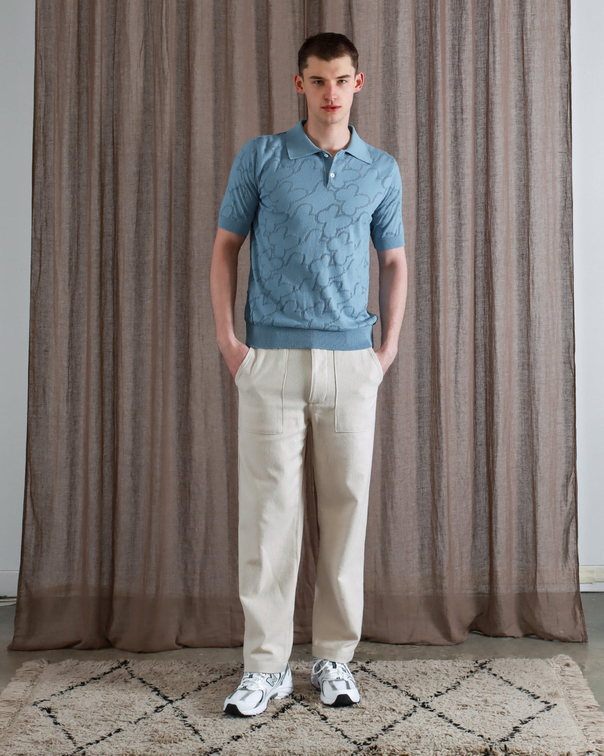 Far Afield Belser SS Polo Tee Allure Blue SS24-Men's T-Shirts-Brooklyn-Vancouver-Yaletown-Canada