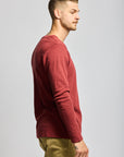 Easy Mondays T Shirt LS Henley Slub Brick-Men's T-Shirts-Brooklyn-Vancouver-Yaletown-Canada