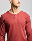 Easy Mondays T Shirt LS Henley Slub Brick-Men's T-Shirts-Brooklyn-Vancouver-Yaletown-Canada