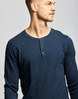 Easy Mondays T Shirt LS Henley Slub Navy-Men's T-Shirts-Brooklyn-Vancouver-Yaletown-Canada