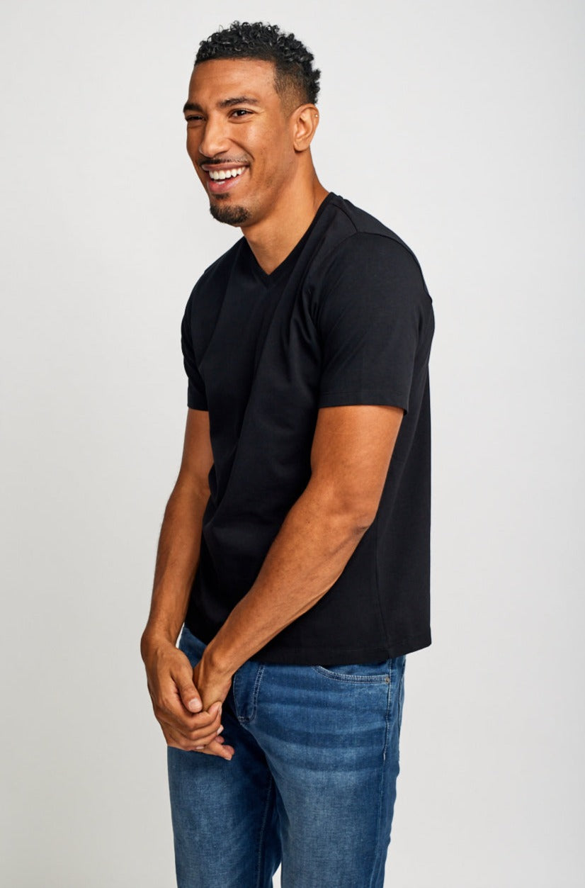 Easy Mondays T Shirt V Neck Black-Men's T-Shirts-Brooklyn-Vancouver-Yaletown-Canada