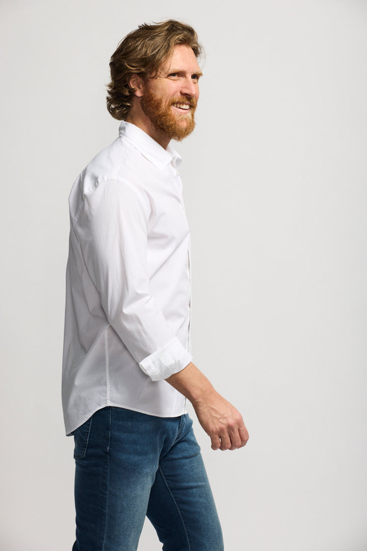 Easy Mondays Poplin Shirt White SS24-Men&#39;s Shirts-Brooklyn-Vancouver-Yaletown-Canada