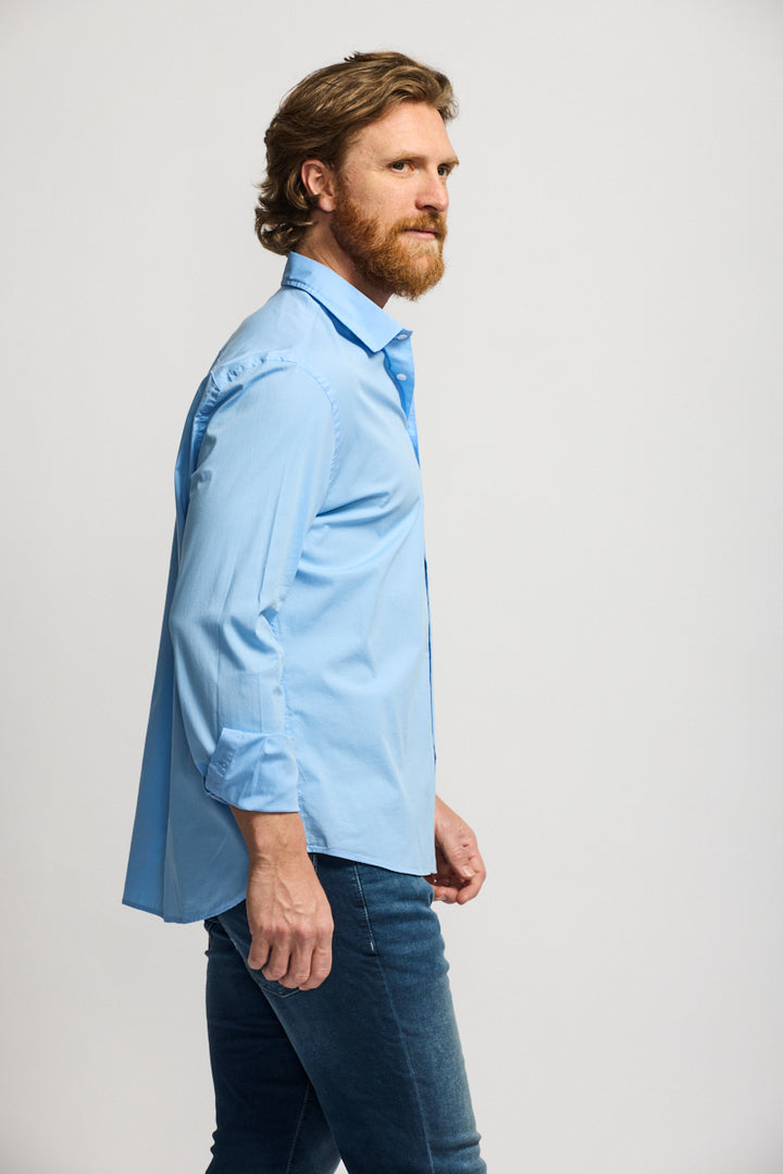 Easy Mondays Poplin Shirt Washed Blue SS24-Men&#39;s Shirts-Brooklyn-Vancouver-Yaletown-Canada