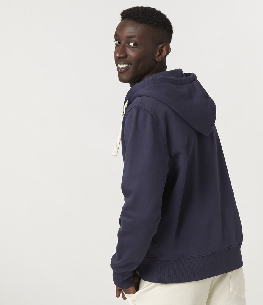 Merz Hooded Zip Jacket 13 Oz Relaxed Fit Denim Blue-Men&#39;s Sweatshirts-Brooklyn-Vancouver-Yaletown-Canada