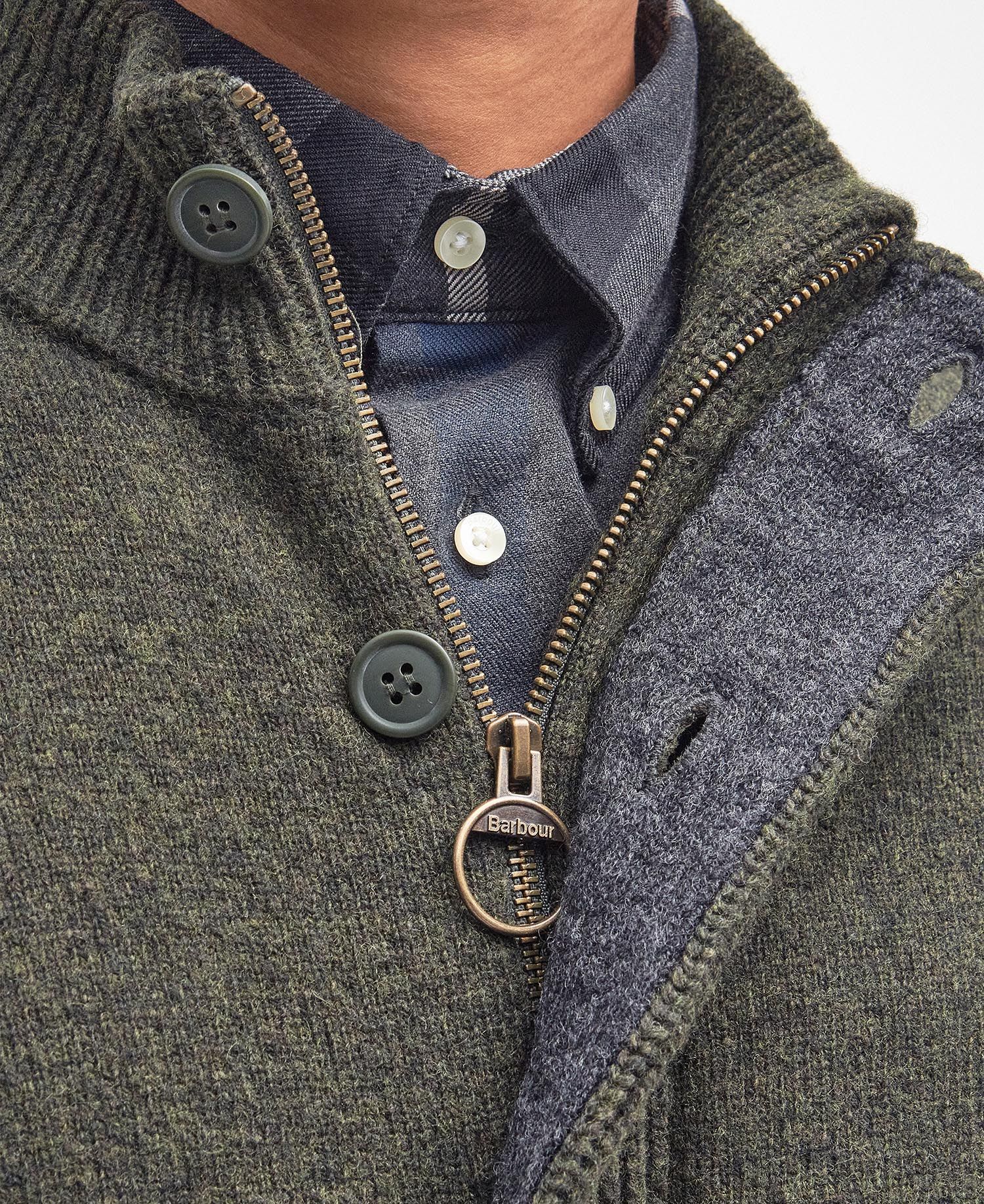 Barbour Essential Patch Zip Through Jumper Seaweed-Men&#39;s Sweaters-Brooklyn-Vancouver-Yaletown-Canada