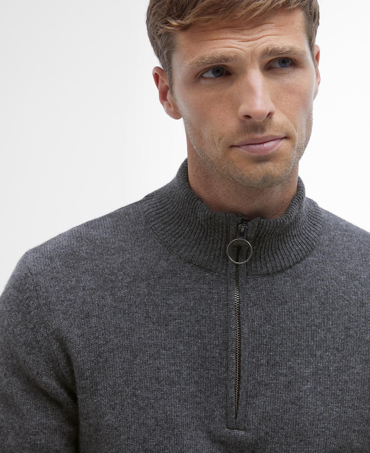 Barbour Sweater Holden Half Zip Knitted Jumper Grey Marl-Men&#39;s Sweaters-Brooklyn-Vancouver-Yaletown-Canada