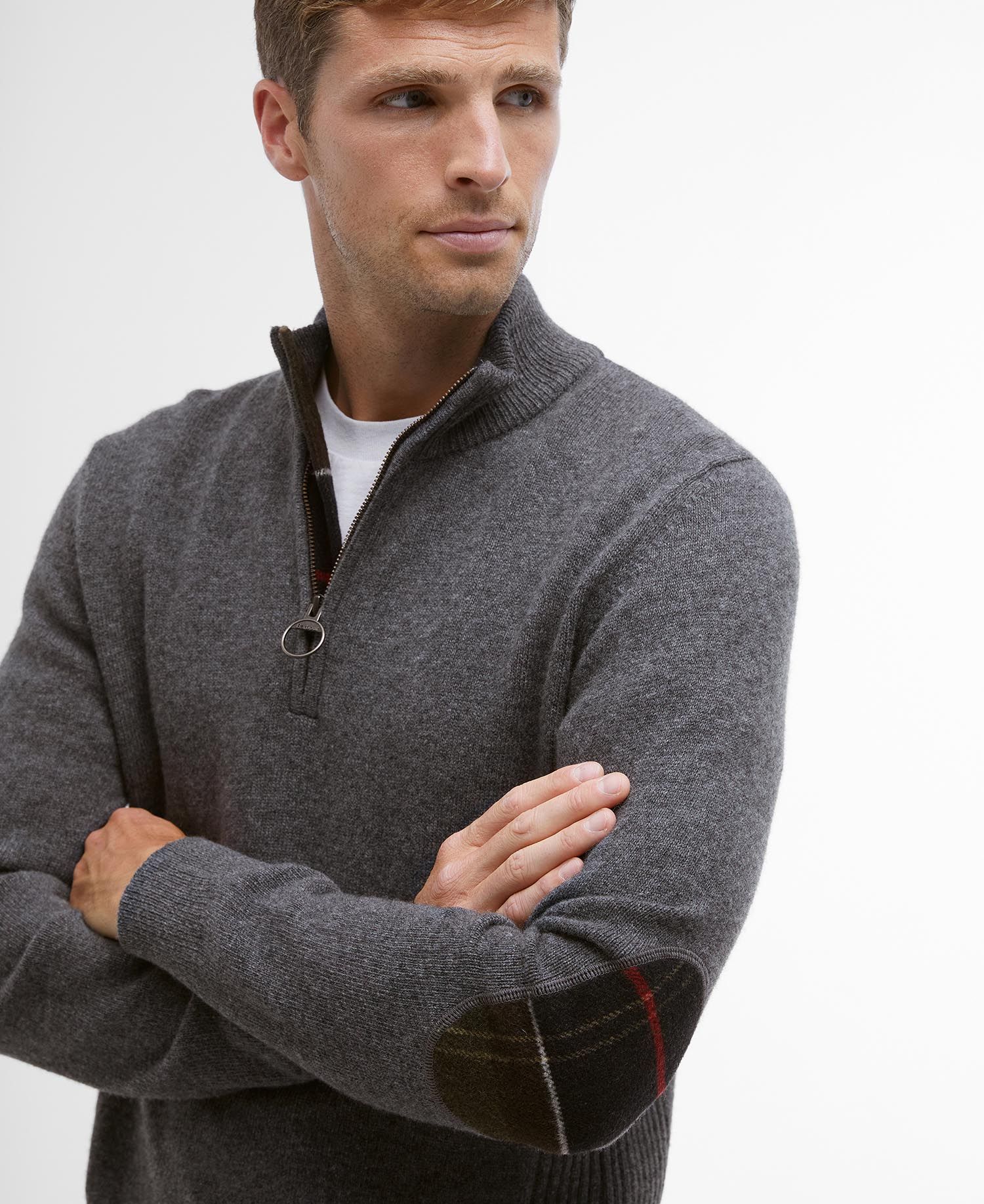 Barbour Sweater Holden Half Zip Knitted Jumper Grey Marl-Men&#39;s Sweaters-Brooklyn-Vancouver-Yaletown-Canada