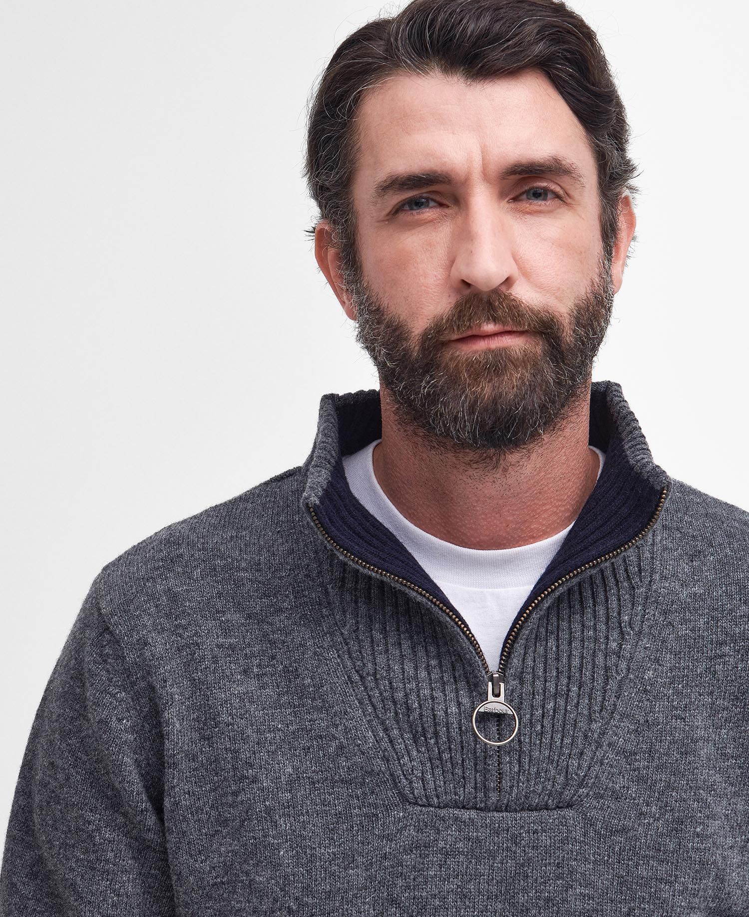 Barbour Nelson Essential Half Zip Jumper Storm Grey-Men&#39;s Sweaters-Brooklyn-Vancouver-Yaletown-Canada