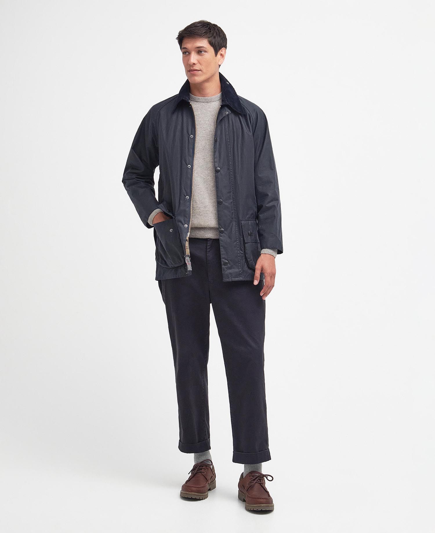 Barbour Beaufort Waxed Jacket Navy-Men&#39;s Coats-Brooklyn-Vancouver-Yaletown-Canada