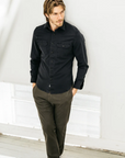 Kato Shirt The Brace LS Oxford St. Black-Men's Shirts-Brooklyn-Vancouver-Yaletown-Canada