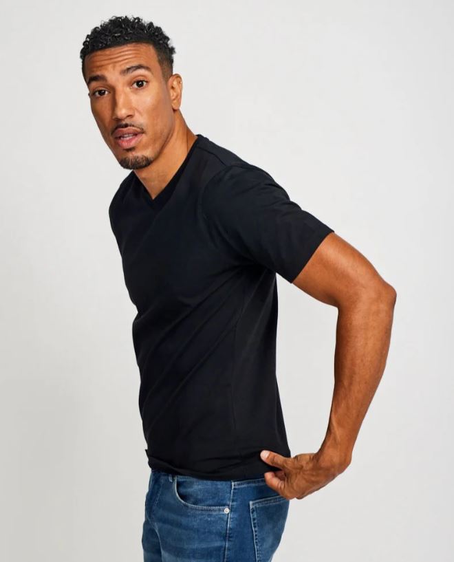 Easy Mondays V-Neck SS Cotton T-Shirt Black-Men&#39;s T-Shirts-Brooklyn-Vancouver-Yaletown-Canada