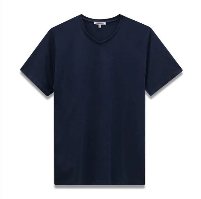 Easy Mondays V-Neck SS Cotton T-Shirt Navy-Men&#39;s T-Shirts-Brooklyn-Vancouver-Yaletown-Canada