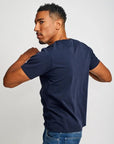 Easy Mondays V-Neck SS Cotton T-Shirt Navy-Men's T-Shirts-Brooklyn-Vancouver-Yaletown-Canada