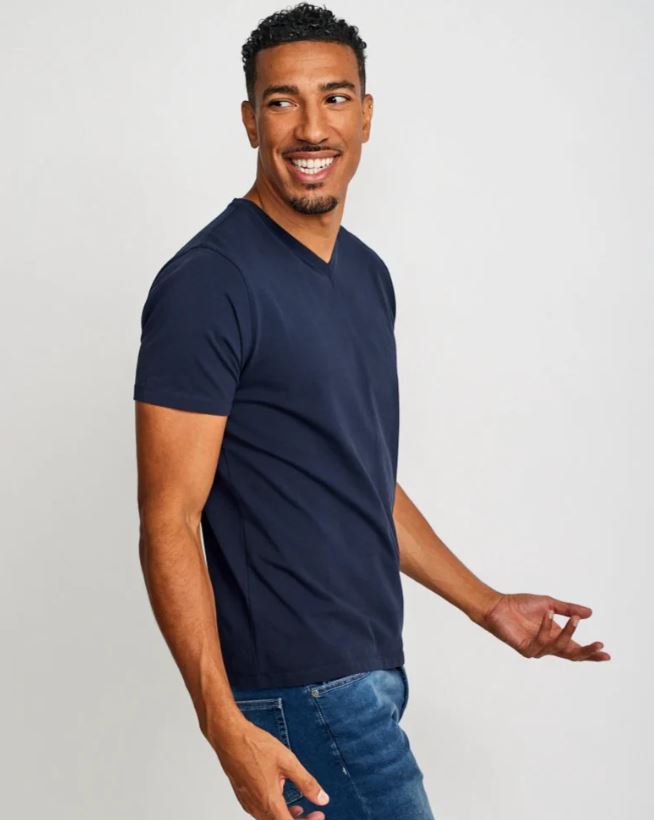 Easy Mondays V-Neck SS Cotton T-Shirt Navy-Men&#39;s T-Shirts-Brooklyn-Vancouver-Yaletown-Canada