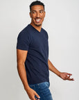 Easy Mondays V-Neck SS Cotton T-Shirt Navy-Men's T-Shirts-Brooklyn-Vancouver-Yaletown-Canada