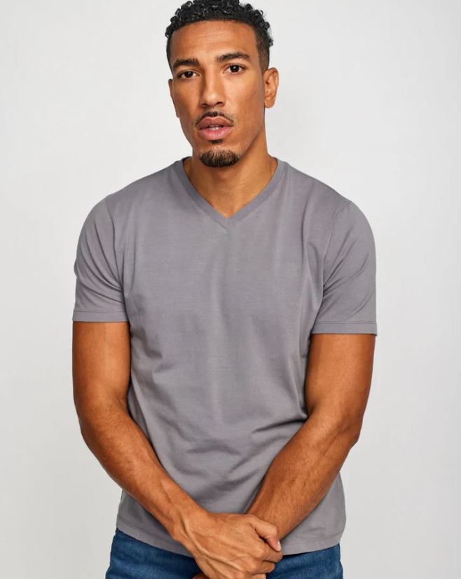 Easy Mondays V-Neck SS Cotton T-Shirt Slate-Men&#39;s T-Shirts-Brooklyn-Vancouver-Yaletown-Canada