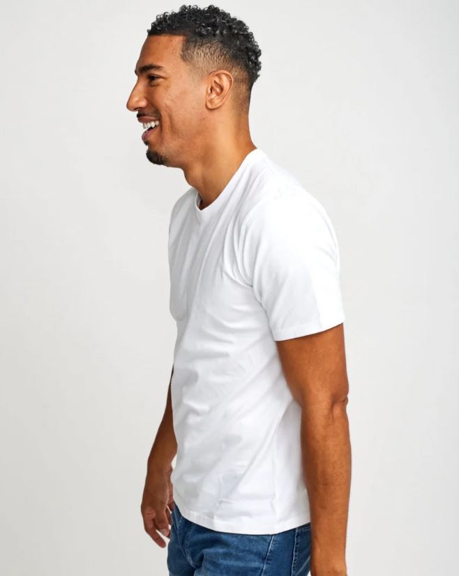 Easy Mondays V-Neck SS Cotton T-Shirt White-Men&#39;s T-Shirts-Brooklyn-Vancouver-Yaletown-Canada