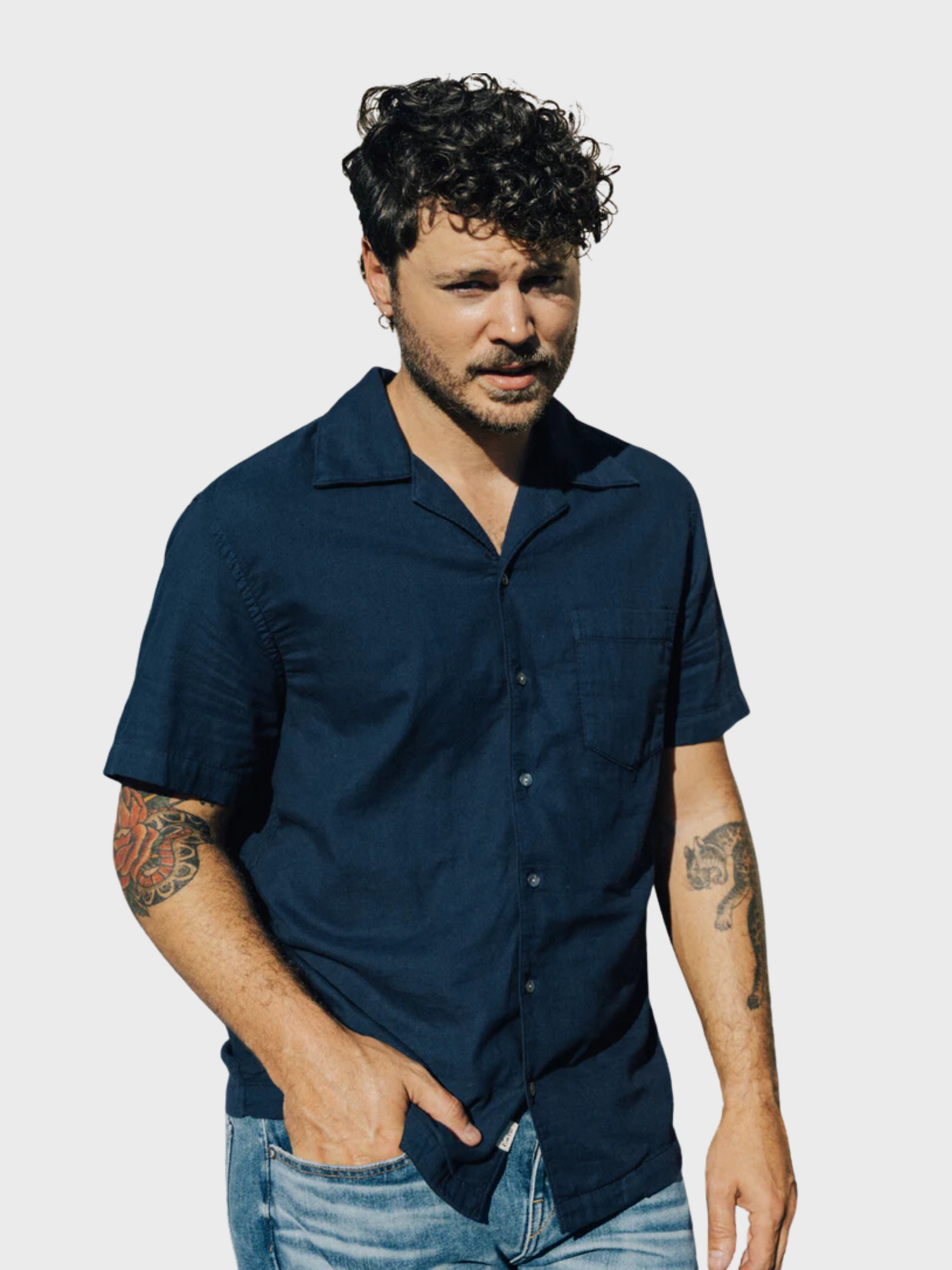 Kato The Wrench SS WGauze Organic Button Up Navy SS24-Men&#39;s Shirts-S-Brooklyn-Vancouver-Yaletown-Canada