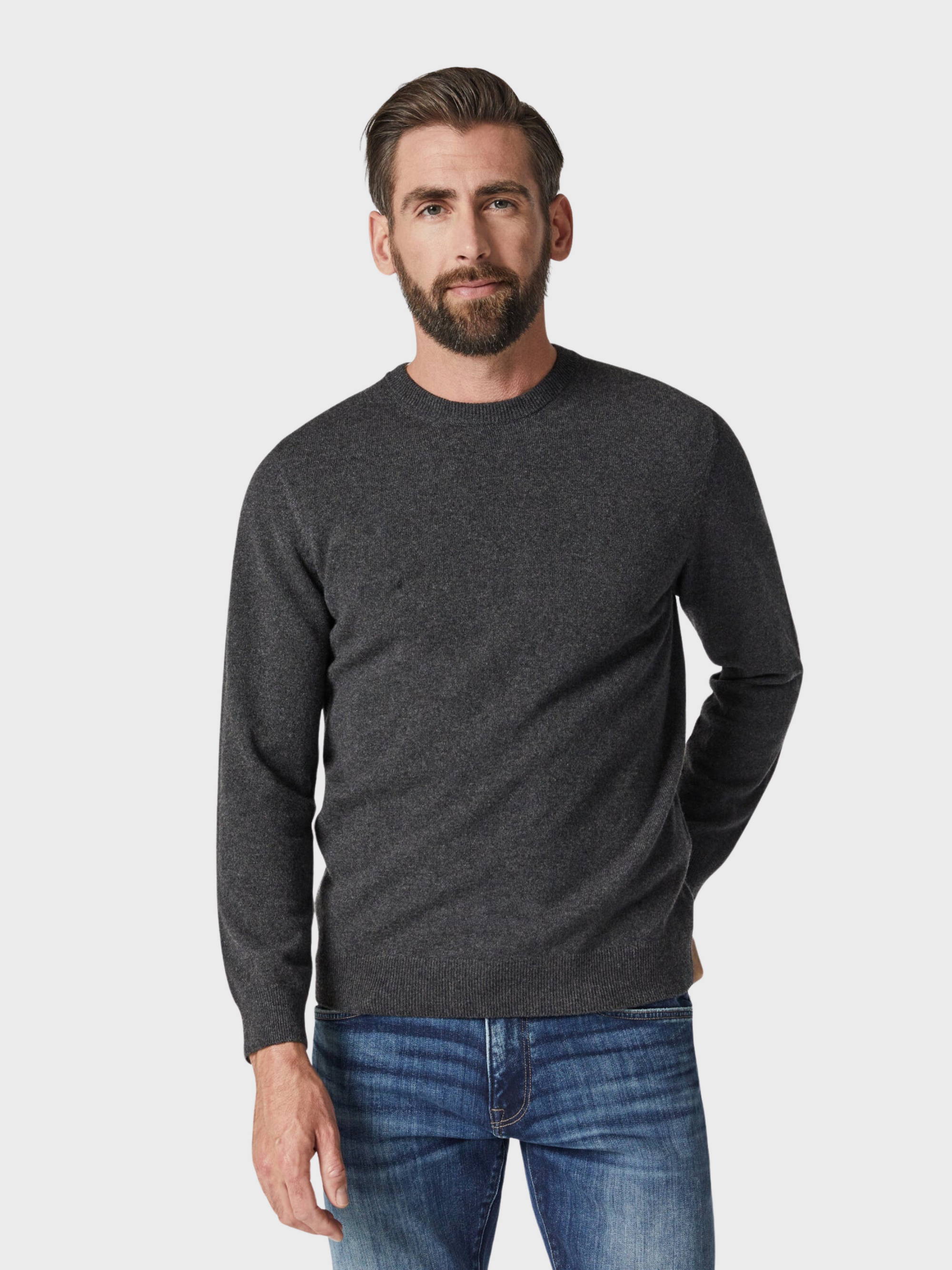 34 Heritage Sweater Cashmere Crew Neck Charcoal-Men's Sweaters-S-Brooklyn-Vancouver-Yaletown-Canada