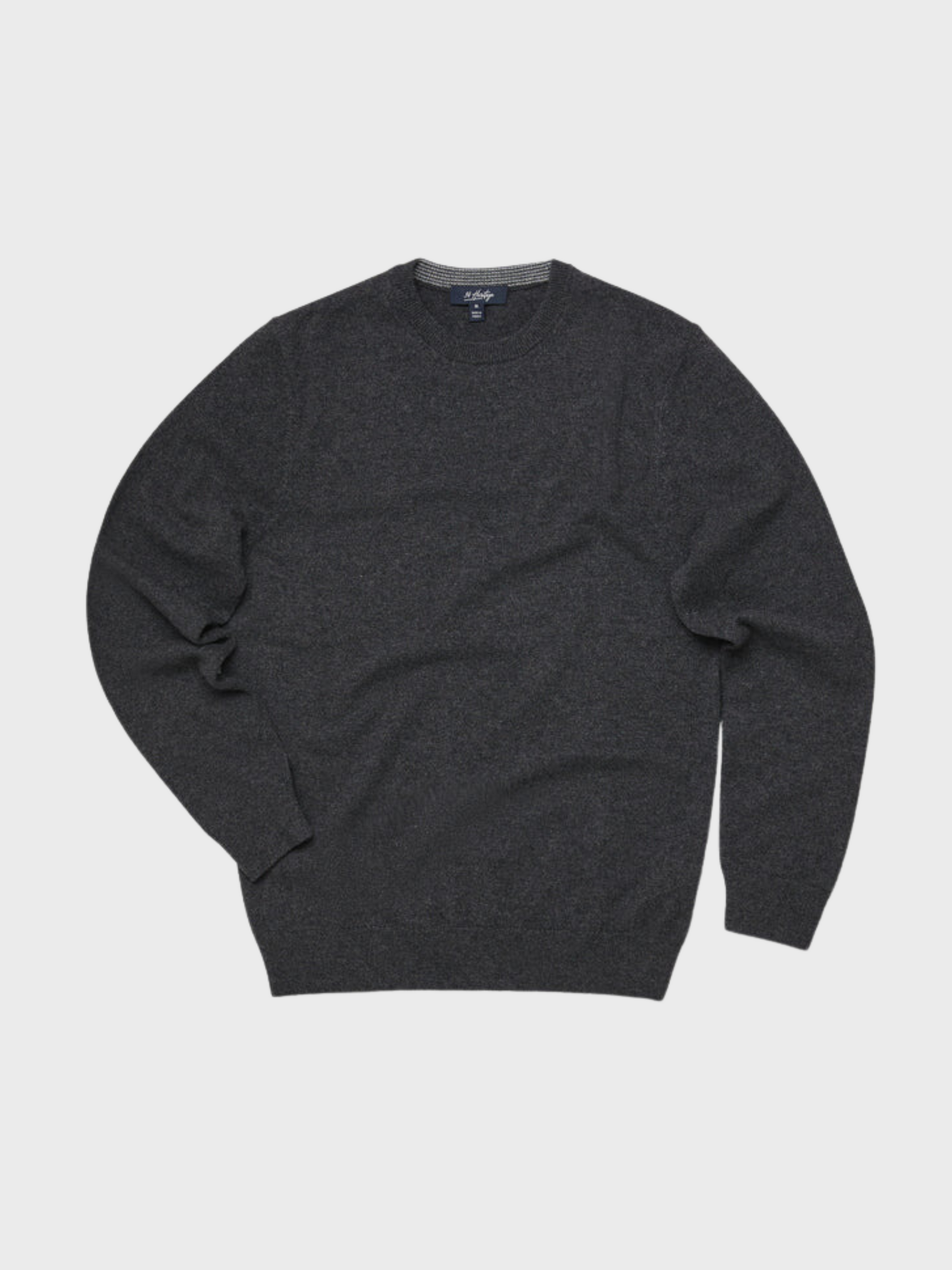 34 Heritage Sweater Cashmere Crew Neck Charcoal-Men&#39;s Sweaters-Brooklyn-Vancouver-Yaletown-Canada