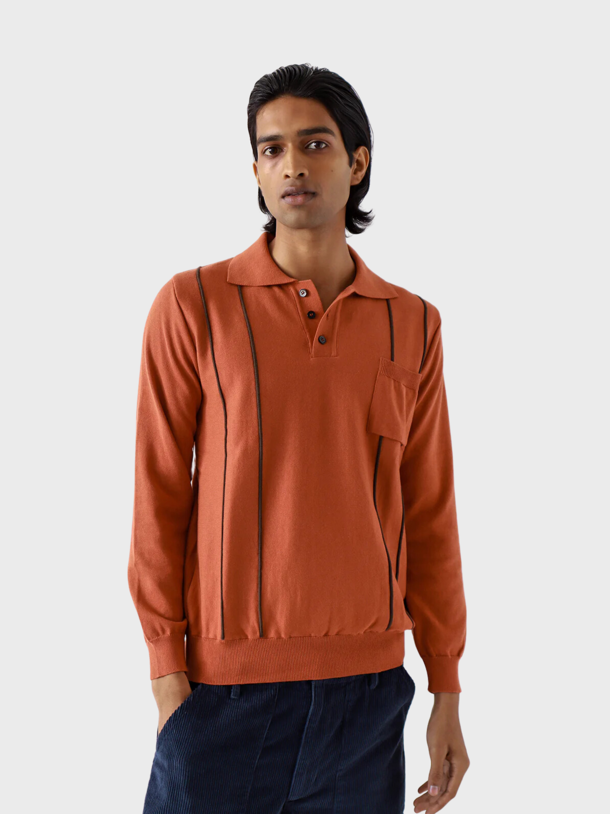 Far Afield Sweater Alfaro Knitted Polo BOrSBn-Men's Sweaters-S-Brooklyn-Vancouver-Yaletown-Canada