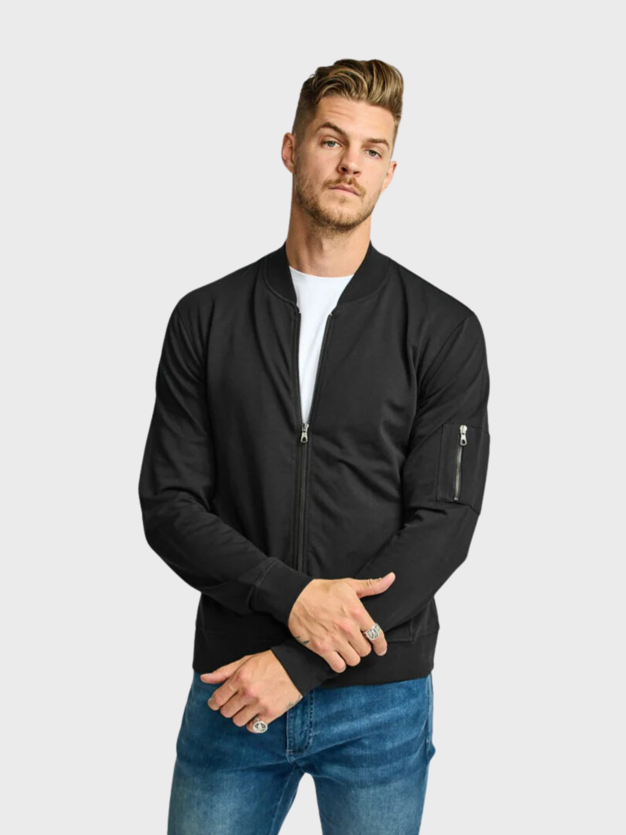 Easy Mondays Jacket Terry Bomber Black-Men's Jackets-Brooklyn-Vancouver-Yaletown-Canada