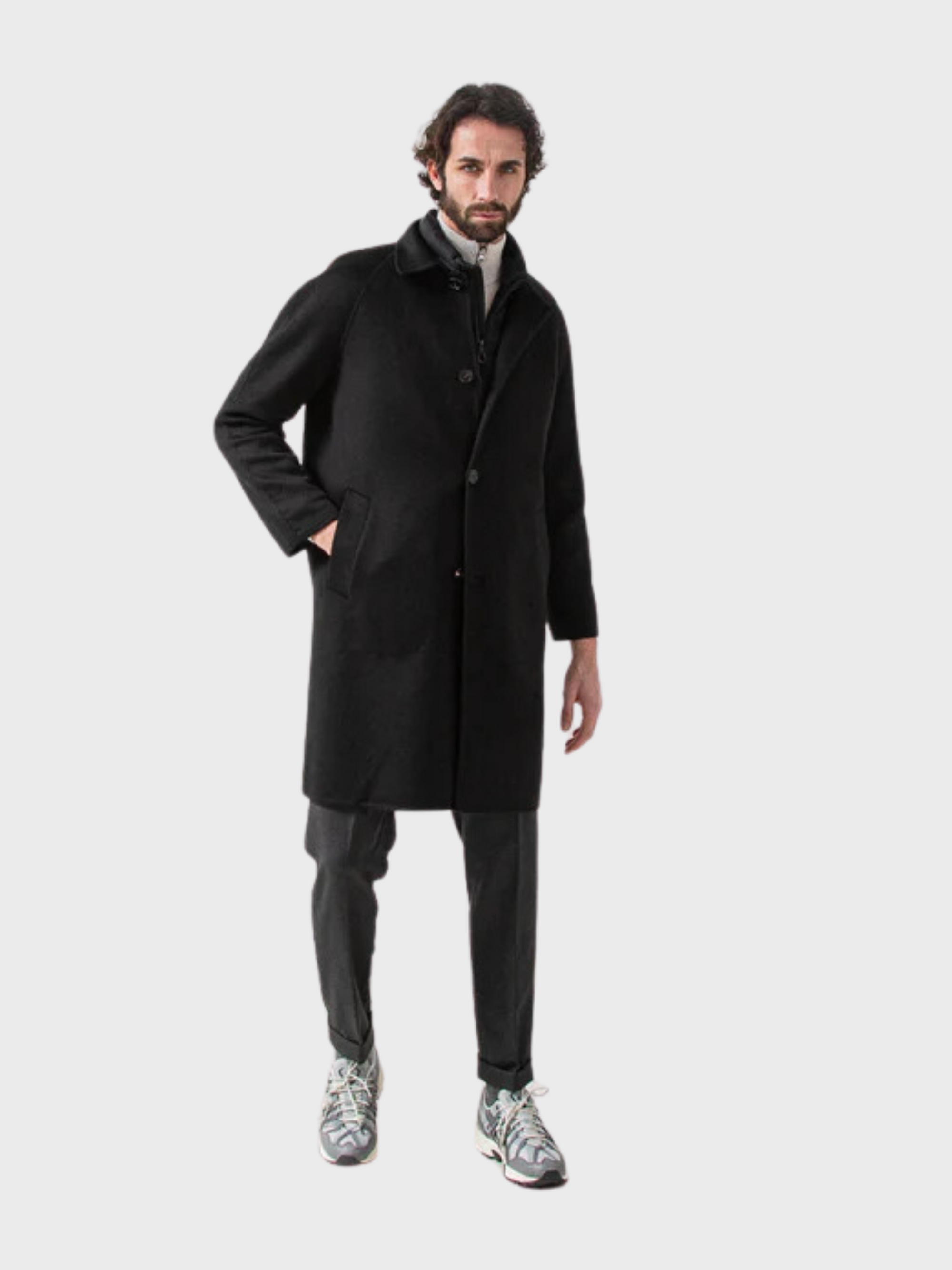 Palto Coat Marcello DBG Top Coat with Vest Nero-Men's Coats-46-Brooklyn-Vancouver-Yaletown-Canada