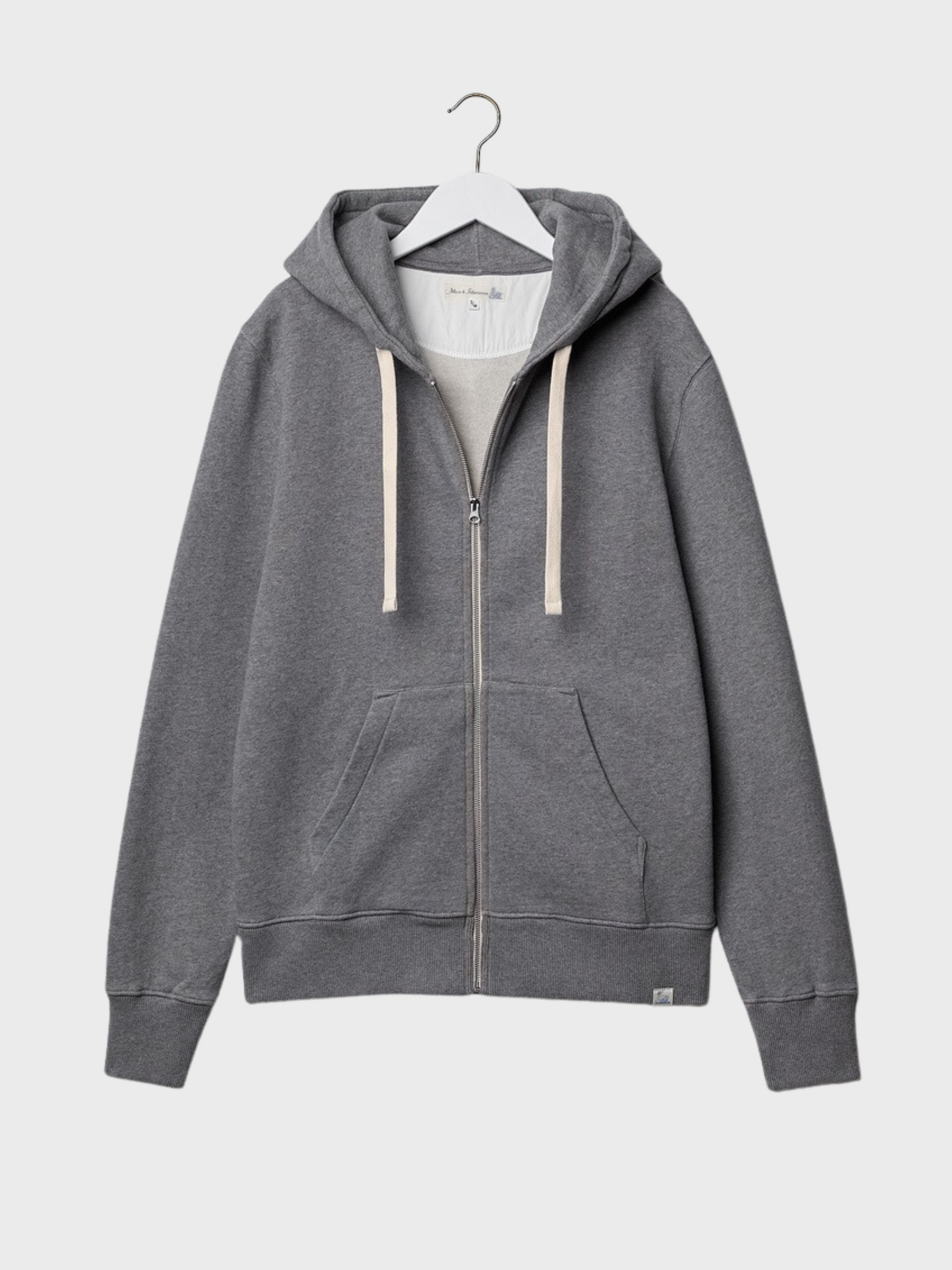 Merz Hooded Zip Jacket 13 Oz Relaxed Fit Grey Melange-Men's Sweatshirts-Brooklyn-Vancouver-Yaletown-Canada