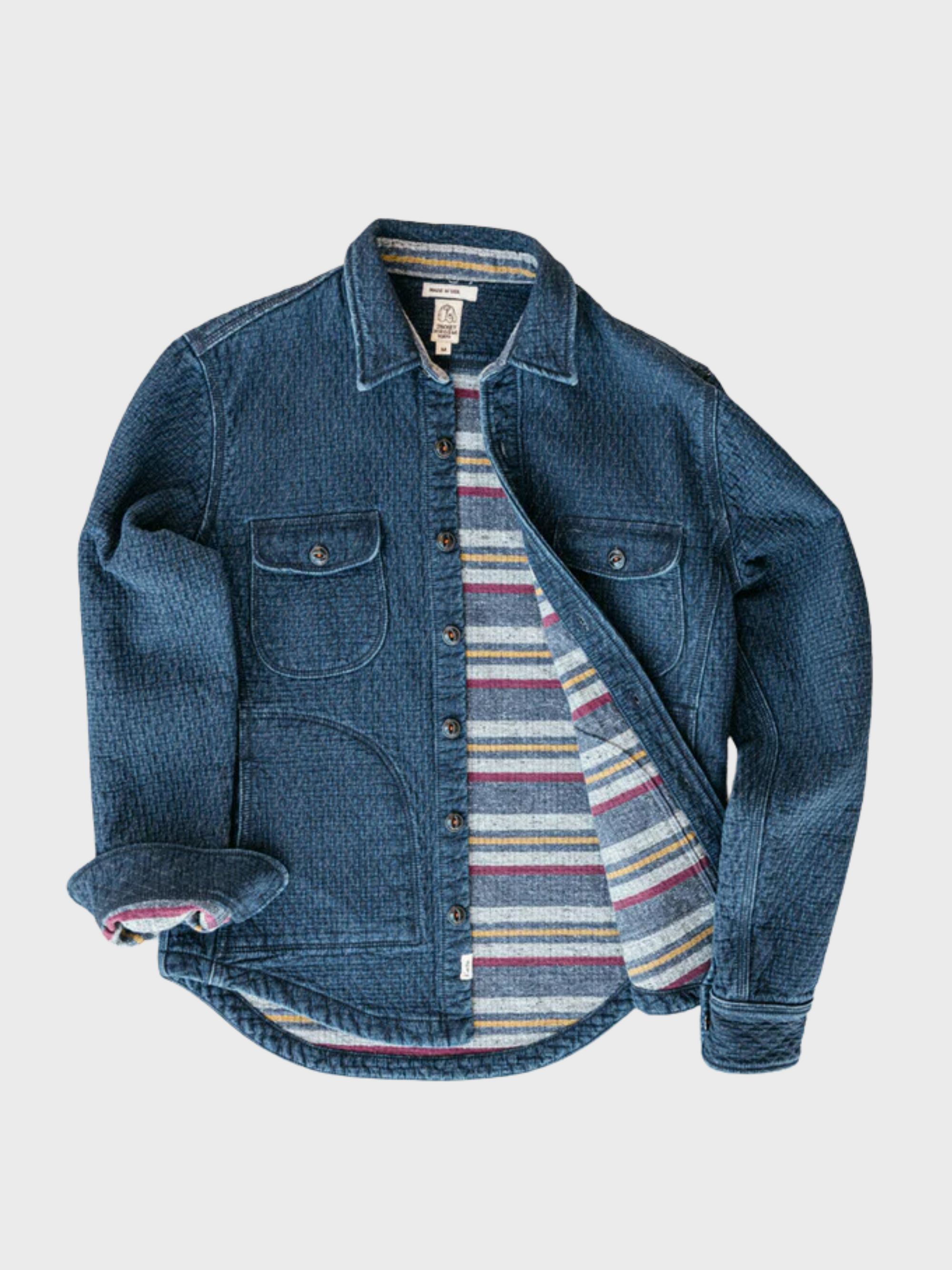 Kato The Anvil Shirt JK Quilt Denim LIght Indigo-Men's Jackets-Brooklyn-Vancouver-Yaletown-Canada