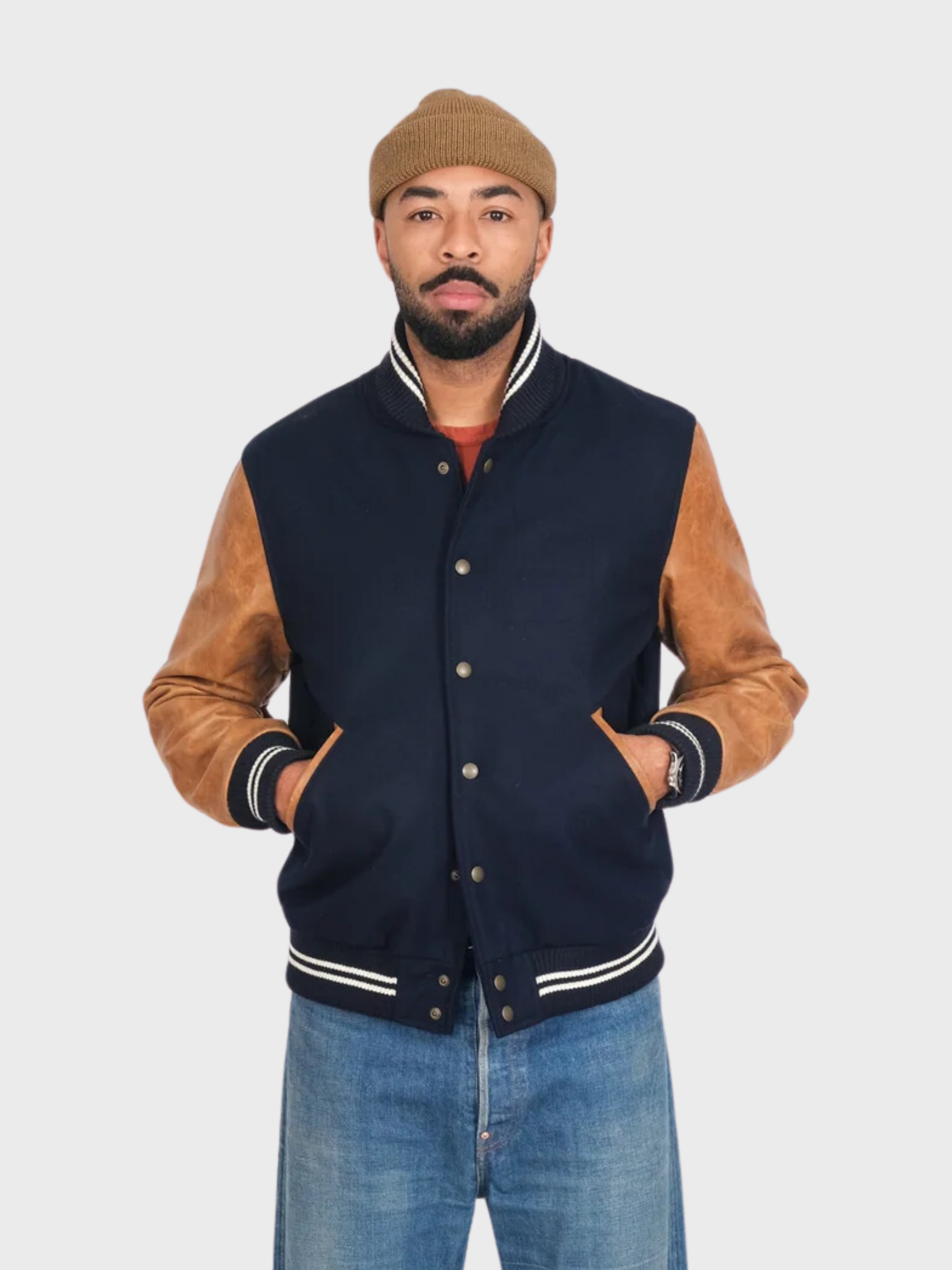 Dehen Varsity Jacket Dark Navy FW24-Men's Coats-Brooklyn-Vancouver-Yaletown-Canada