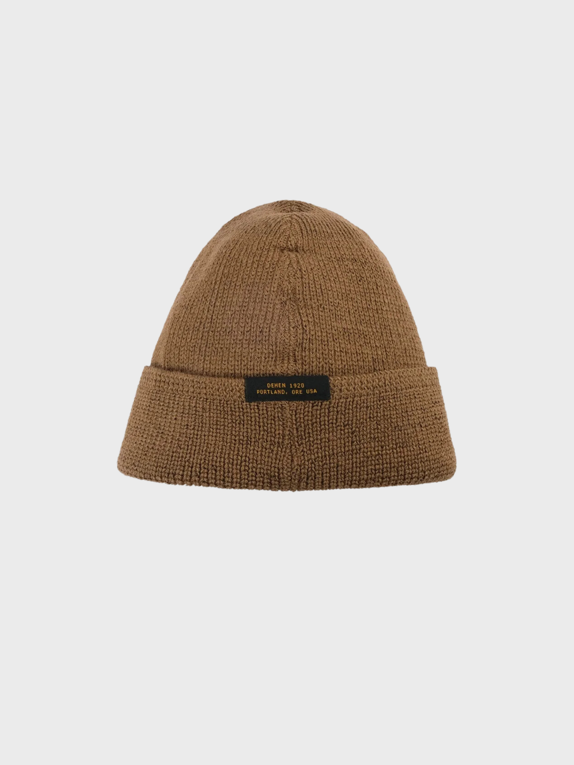 Dehen Wool Knit Watch Cap Dark Tan FW24-Men's Accessories-Brooklyn-Vancouver-Yaletown-Canada