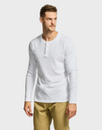 Easy Mondays LS Henley Slub White-Men's T-Shirts-Brooklyn-Vancouver-Yaletown-Canada