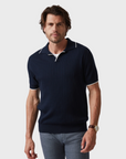 34 Heritage Polo Sweater - Navy-Men's Sweaters-Brooklyn-Vancouver-Yaletown-Canada