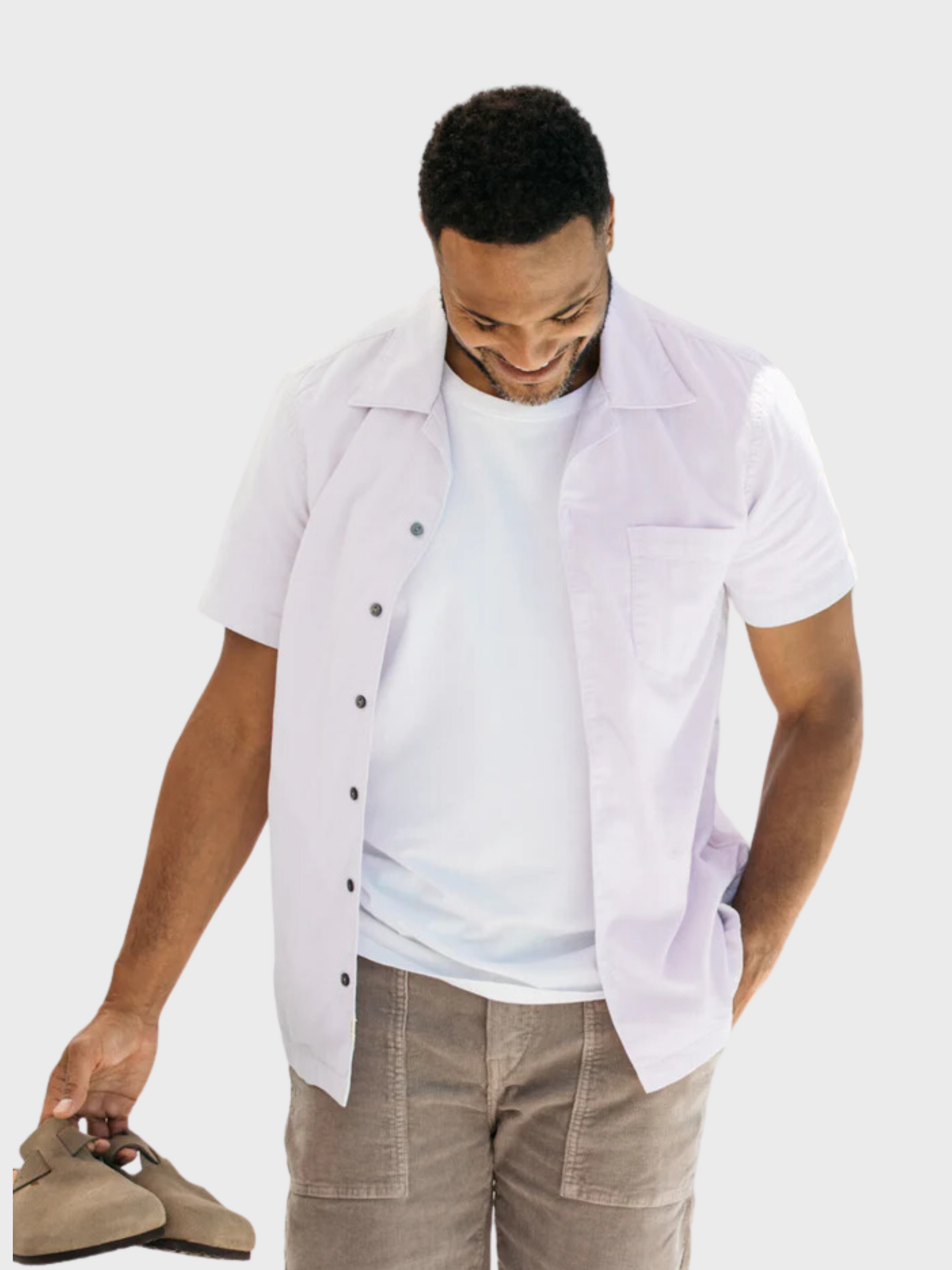 Kato The Wrench SS WGauze Organic Button Up Lavender SS24-Men&#39;s Shirts-Brooklyn-Vancouver-Yaletown-Canada