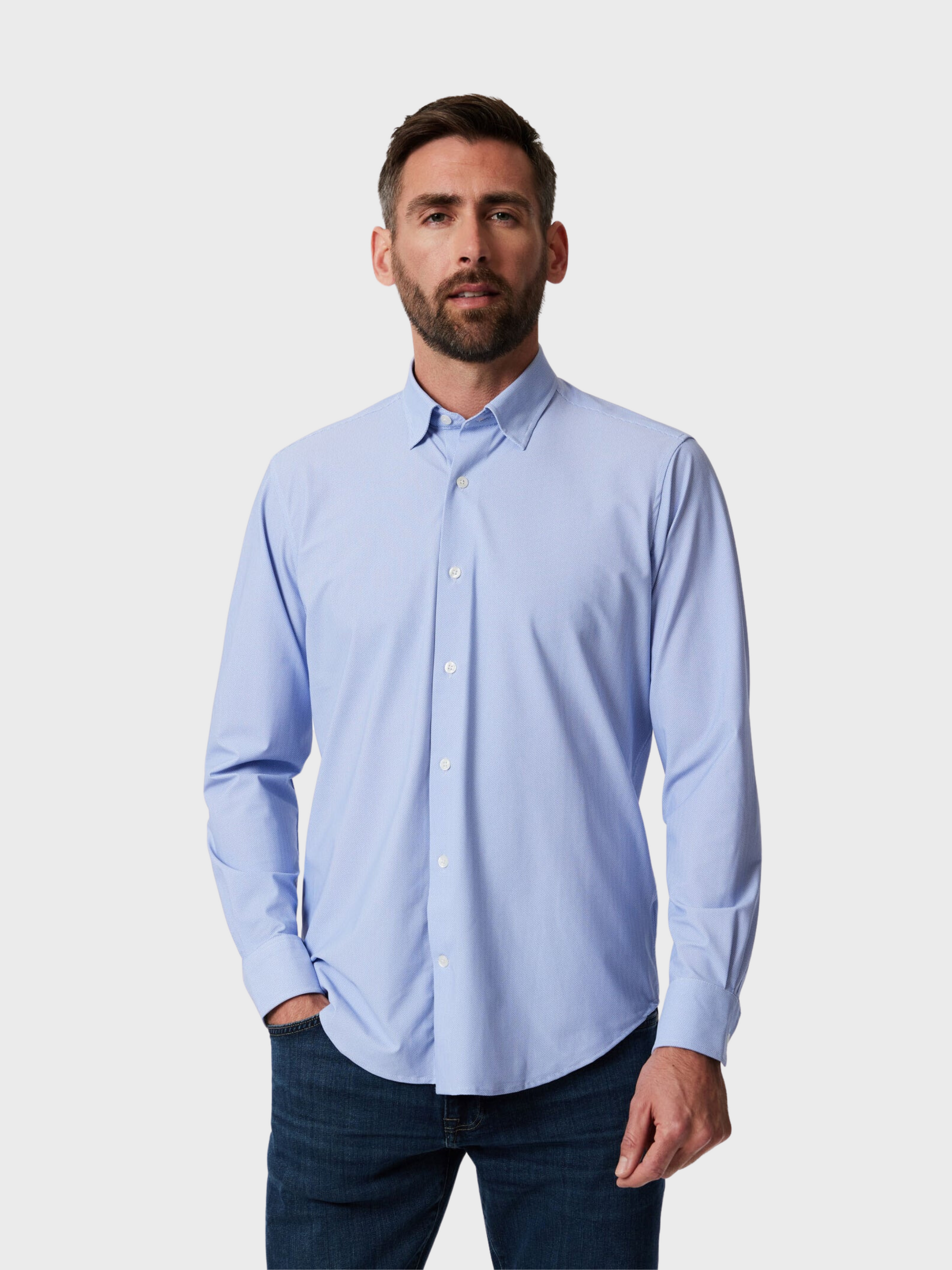 34 Heritage Shirt Geometric Blue-Men's Shirts-S-Brooklyn-Vancouver-Yaletown-Canada