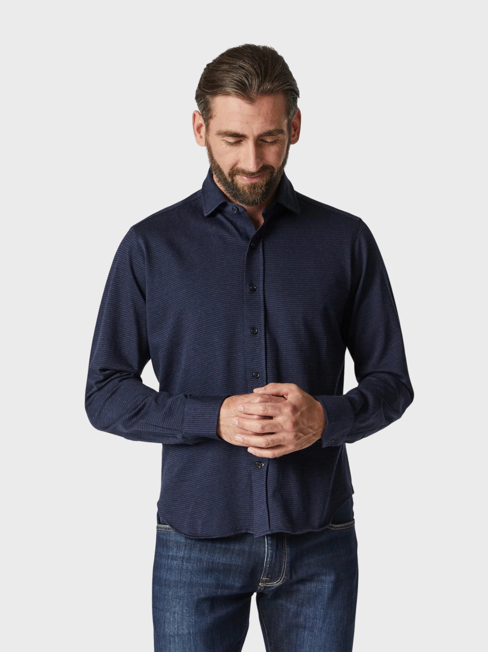 34 Heritage Shirt Structured Shirt Navy Blue-Men&#39;s Shirts-S-Brooklyn-Vancouver-Yaletown-Canada