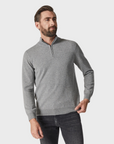 34 Heritage Sweater Cashmere Quarter Zip Grey Melange-Men's Sweaters-S-Brooklyn-Vancouver-Yaletown-Canada