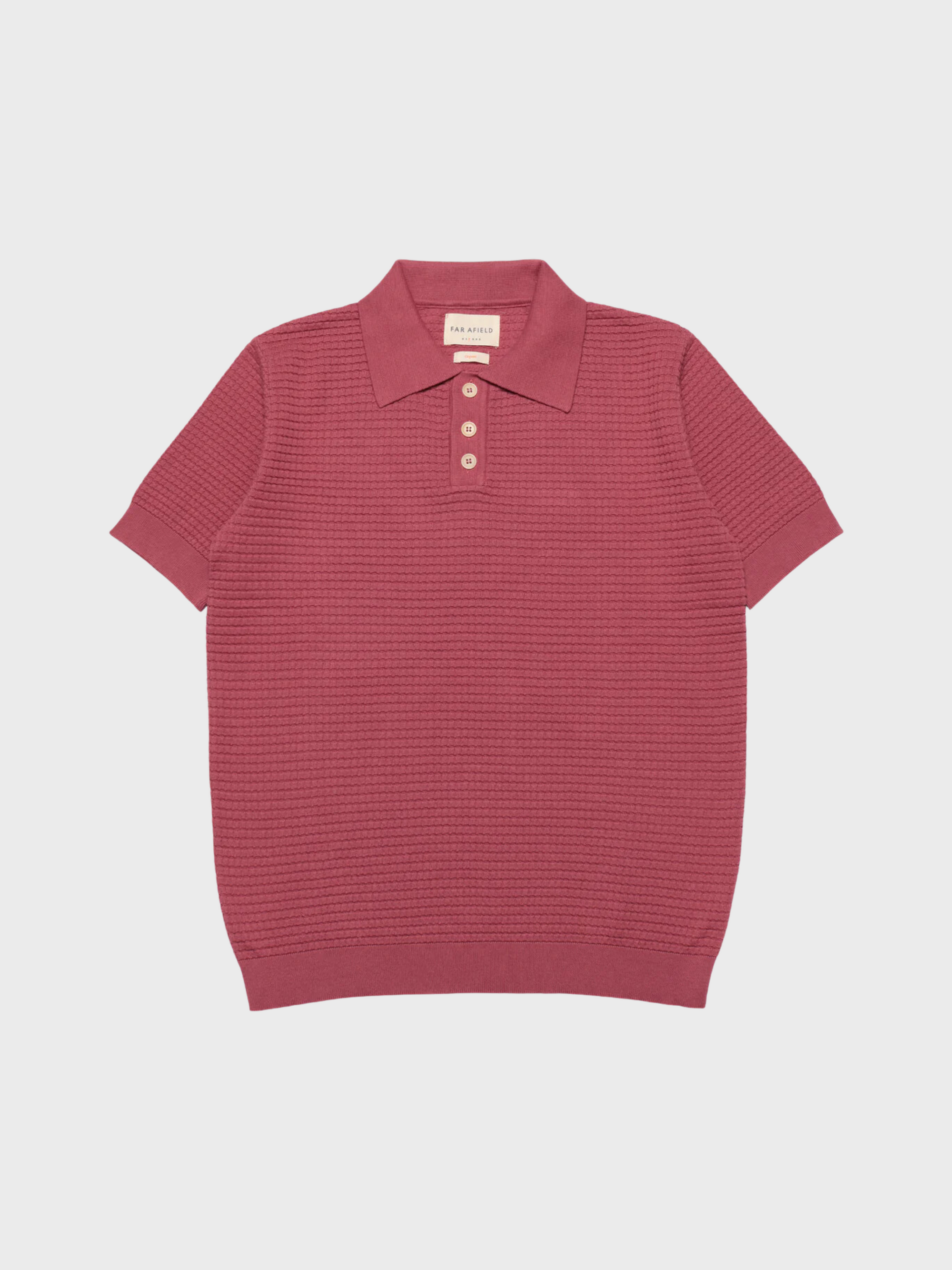 Far Afield Renard SS Waffle Polo Tee Baroque Rose SS24-Men's T-Shirts-Brooklyn-Vancouver-Yaletown-Canada